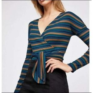 Free People Always With Me Faux Wrap Tee Size XS